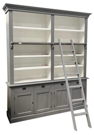 Boekenkast grijs met trap Kesteren 200cm, Huis en Inrichting, Kasten | Boekenkasten, Ophalen of Verzenden, Nieuw