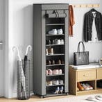 vidaXL Schoenenkast met hoes 57x29x162 cm stof grijs, Huis en Inrichting, Verzenden, Nieuw