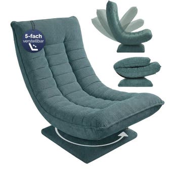 Fauteuil Aberdeen grijsgroen ribfluweel, 5-standen verste..., Huis en Inrichting, Verzenden