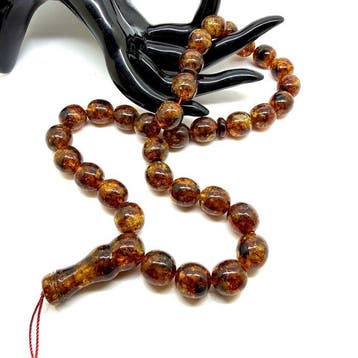Baltische barnsteen tasbih gebedskralen rozenkrans,