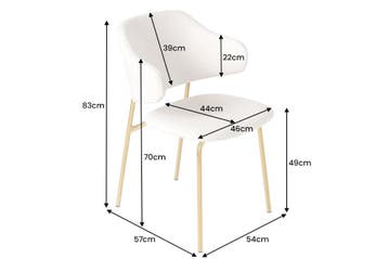 Design stoel VOGUE wit Boucle gouden metalen poten - 43148, Ophalen of Verzenden, Nieuw
