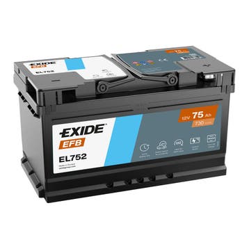 Exide EFB accu | EL752 | 12V 75Ah, Ophalen of Verzenden, Nieuw
