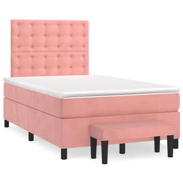 vidaXL Boxspring met matras fluweel roze 120x190 cm, Verzenden, Nieuw, 190 cm of minder, Twijfelaar