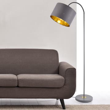 Vloerlamp Toledo staande lamp metaal stof 173 cm E27 grijs, Verzenden, Nieuw