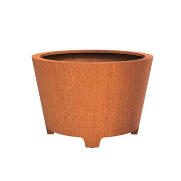 Cortenstaal plantenbak taps Ø120x80cm - Met poten, Tuin en Terras, Bloembakken en Plantenbakken, 100 cm of meer, Rond, Nieuw, Metaal