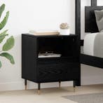 vidaXL Nachtkastje 2 pcs Zwart Eiken 40 x 35 x 50 cm Bewerkt, Minder dan 45 cm, Verzenden, Nieuw, Minder dan 55 cm