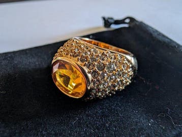 Beeld, Swarovski ring met grote steen - 2.5 cm - Metaal,