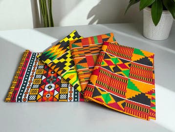 4 Fat quarters - Kente mix Quiltstoffen / Patchwork stoffen, Hobby en Vrije tijd, Stoffen en Lappen, Ophalen of Verzenden, Nieuw
