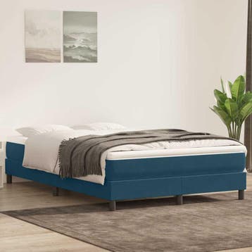 vidaXL Boxspring zonder matras fluweel donkerblauw 140x220, Verzenden, Nieuw, Blauw, Stof