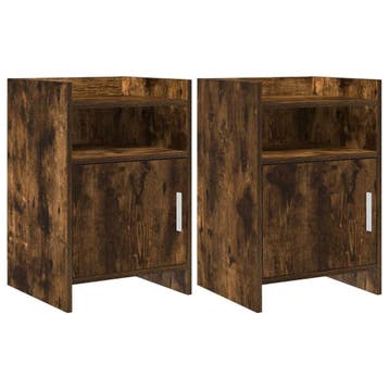 vidaXL Nachtkastjes 2 st Gerookt eiken 40 x 36 x 60 cm, Minder dan 45 cm, Verzenden, Nieuw, 55 tot 70 cm