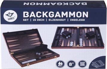 Backgammon 15 inch - Elzenhout Ingelegd Bord - Luxe Houten, Verzenden, Nieuw