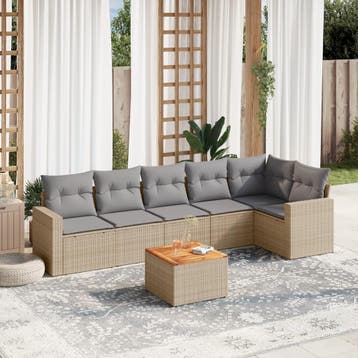 vidaXL Patio Sofa Set 7-zits Beige mix en grijs, Tuin en Terras, Verzenden, Nieuw