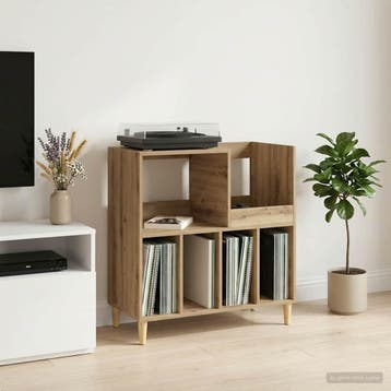 vidaXL Platenspeler Steun Artisanaal eiken 82 x 39,5 x 82,5, Verzenden, Nieuw