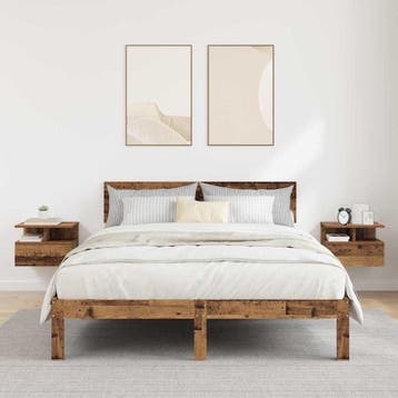 vidaXL Vliegend Nachtkastje 2 st Oudhout 40 x 31 x 28 cm, Huis en Inrichting, Slaapkamer | Nachtkastjes, Minder dan 45 cm, Verzenden