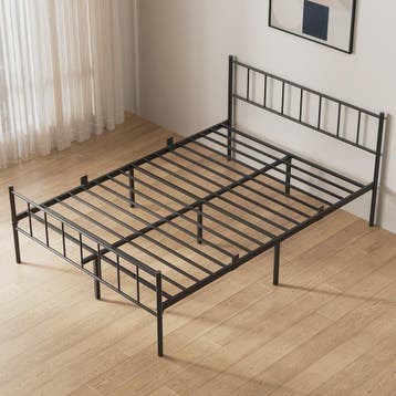 Zwart Metalen Bedframe 140x190cm met Hoofdbord, Voetbord en, Huis en Inrichting, Slaapkamer | Bedden, Verzenden, Nieuw
