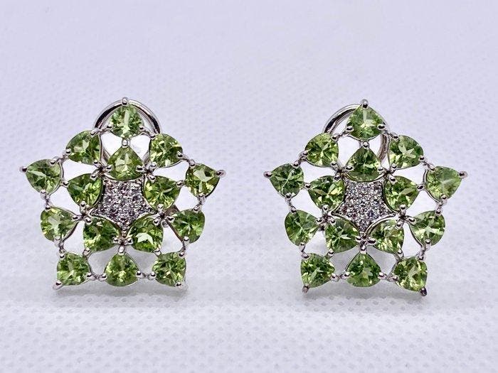 Statement oorbellen - 18 karaat Witgoud - 8.00ct. tw., Sieraden, Tassen en Uiterlijk, Antieke sieraden