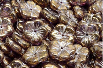 2 x Tsjechische Glaskralen Apple Flower Pressed Beads 14x..., Ophalen of Verzenden, Nieuw, Kraal