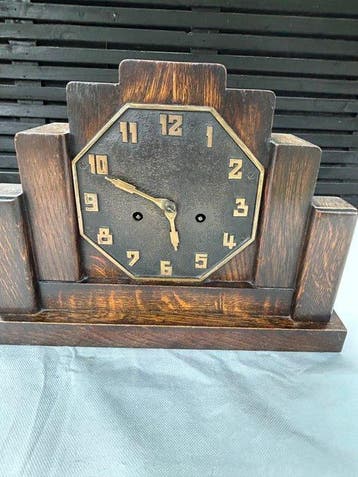 Amsterdamse School klok - Art Deco Hout, Messing - 1920-1930