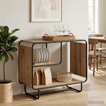 vidaXL Dressoir Artisanaal eiken 80 x 37.5 x 64.5 cm Bewerkt, Verzenden, Nieuw, Overige houtsoorten, Minder dan 50 cm