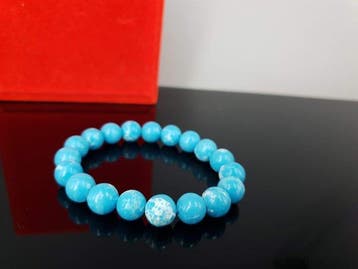 Natuurlijke Larimar Edelsteen Circuit: 14,5 cm - 15,5 cm /