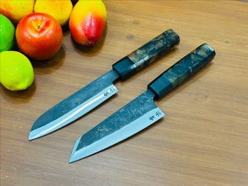 Keukenmes - Santoku & Bunka - Handgemaakt uit Japans staal: