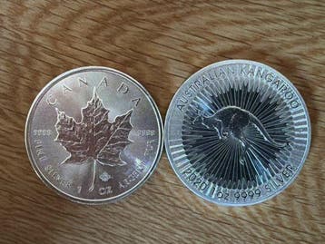 Australië, Canada. 1 Dollar, 5 Dollars 2014/2020, Maple Leaf