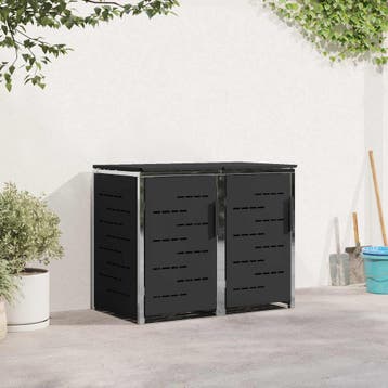 vidaXL Containerombouw for 2 Bins 240L Roestvrij staal Zwart, Verzenden, Nieuw
