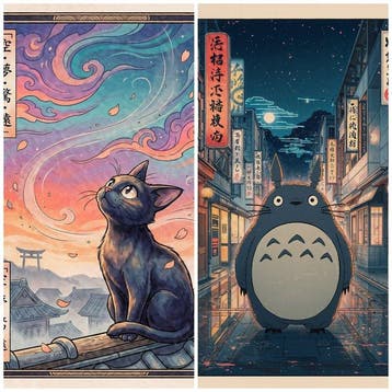 Sato Hageshi - SET OF 2 - Totoro Jiji - Artworks - Pop Art -, Nieuw
