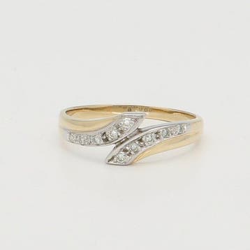 Ring - 14 karaat Geel goud, Witgoud - Diamant, Nieuw