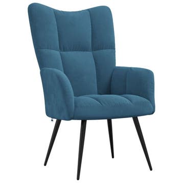 Relaxstoel fluweel blauw | Retourdeal 67% Korting, Huis en Inrichting, Gebruikt, Minder dan 75 cm, Ophalen of Verzenden, Metaal