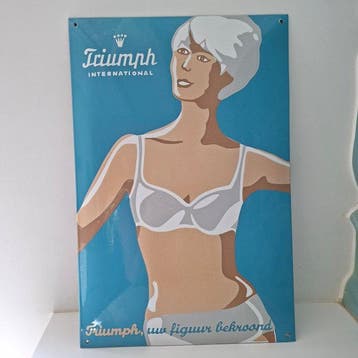 Triumph - Triumph, uw figuur bekroond emaille bord - Emaille