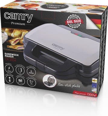 Camry CR 3054 Tosti-ijzer – 1300W RVS Contactgrill voor..., Verzenden, Nieuw