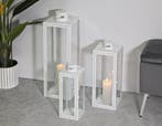LANTAARN WIT SET 3 STUKS CM 22X22X66-18X18X49,5-14X14X39, Ophalen of Verzenden, Nieuw