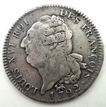 Frankrijk. Lodewijk XVI (Grondwet). Ecu au génie 1792-A,