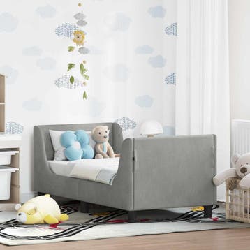 vidaXL Peuterbedframe met hoofdbord Lichtgrijs 70 x 140 cm, Huis en Inrichting, Verzenden, Nieuw, Stof