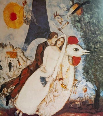 Marc Chagall (1887-1985) - “Les fiancés de la Tour Eiffel,