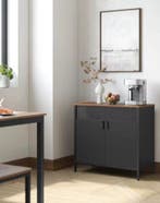 Nieuwe Industriële Stalen Opbergkast – Dressoir Zwart Staal, Huis en Inrichting, Verzenden, Nieuw, Metaal, Met klep(pen)