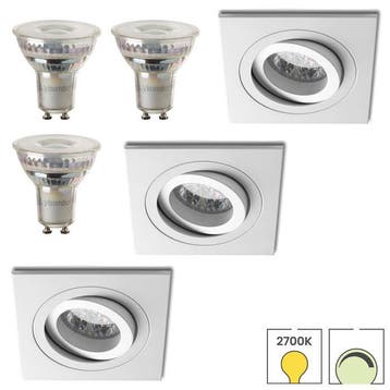 Set van 3 inbouwspots Vienna wit + LED spots GU10 Lybardo |, Verzenden, Nieuw, Overige typen