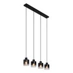 Moderne hanglamp zwart met smoke glas 4-lichts - Dame, Verzenden, Nieuw, Glas, Modern