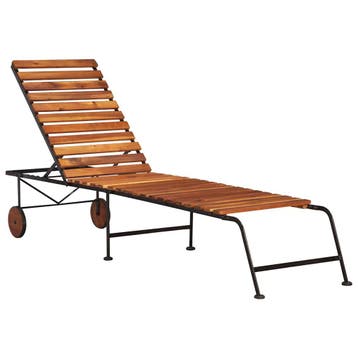 vidaXL Ligbed met stalen poten massief acaciahout, Tuin en Terras, Verzenden, Nieuw