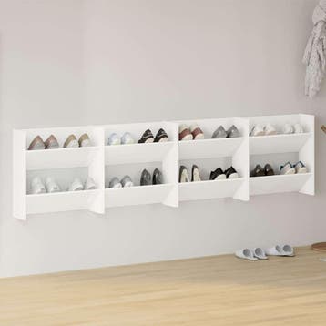 vidaXL Wandschoenenkasten 4 st 60x18x60 cm bewerkt hout wit, Verzenden, Nieuw