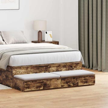 vidaXL Bedlades Gerookt eiken 120 x 36,5 x 16,5 cm Bewerkt, Verzenden, Nieuw, Hout, Minder dan 45 cm
