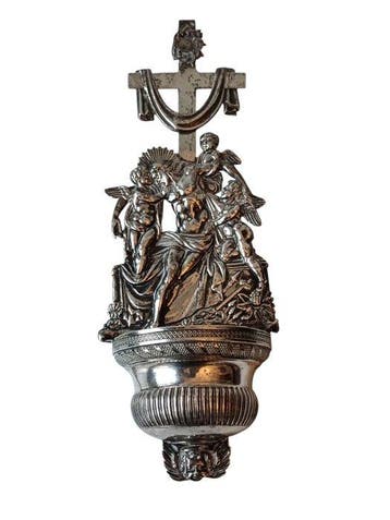 Wijwatervat - 1800-1850 - Argento 935, Antiek en Kunst