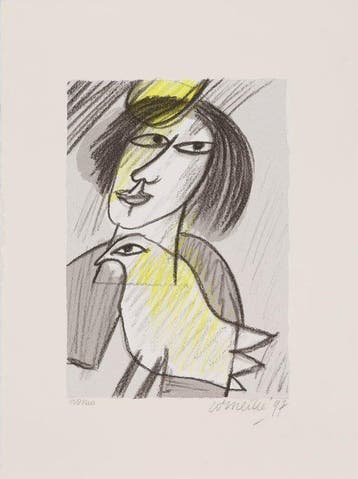 Corneille (1922-2010) - Vrouw met vogel