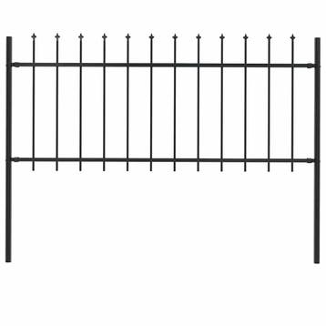 vidaXL Tuinhek Woerden met speerpunt staal 170x80 cm zwart, Verzenden, Nieuw, IJzer, Minder dan 1 meter