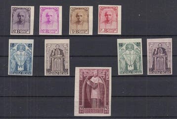 België 1932 - Mercier - OBP : 342/350 ONGETAND met bladboord, Gestempeld