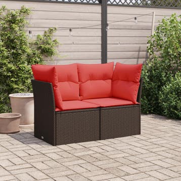 vidaXL | Tuin Sofa | met kussen Bruin 124 x 62 x 69 cm poly, Verzenden, Nieuw