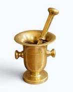 Vijzel en stamper (2) - messing - Messing mortier 2,3 kg