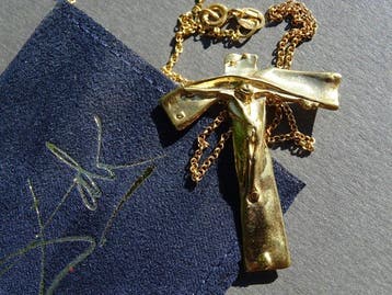 Zilver, Goud afgewerkt - Ketting met hanger - Na Salvador, Antiek en Kunst