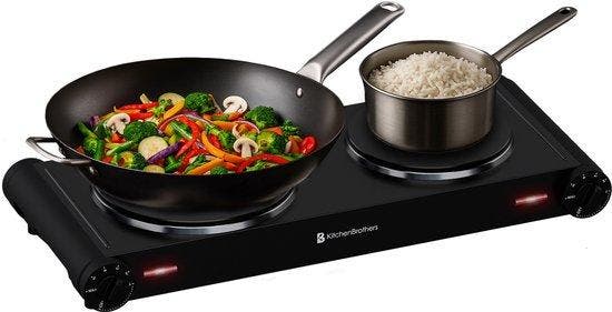 2dekans | KitchenBrothers Elektrische Kookplaat - 2 Pits -, Witgoed en Apparatuur, Kookplaten, Zo goed als nieuw, Ophalen of Verzenden